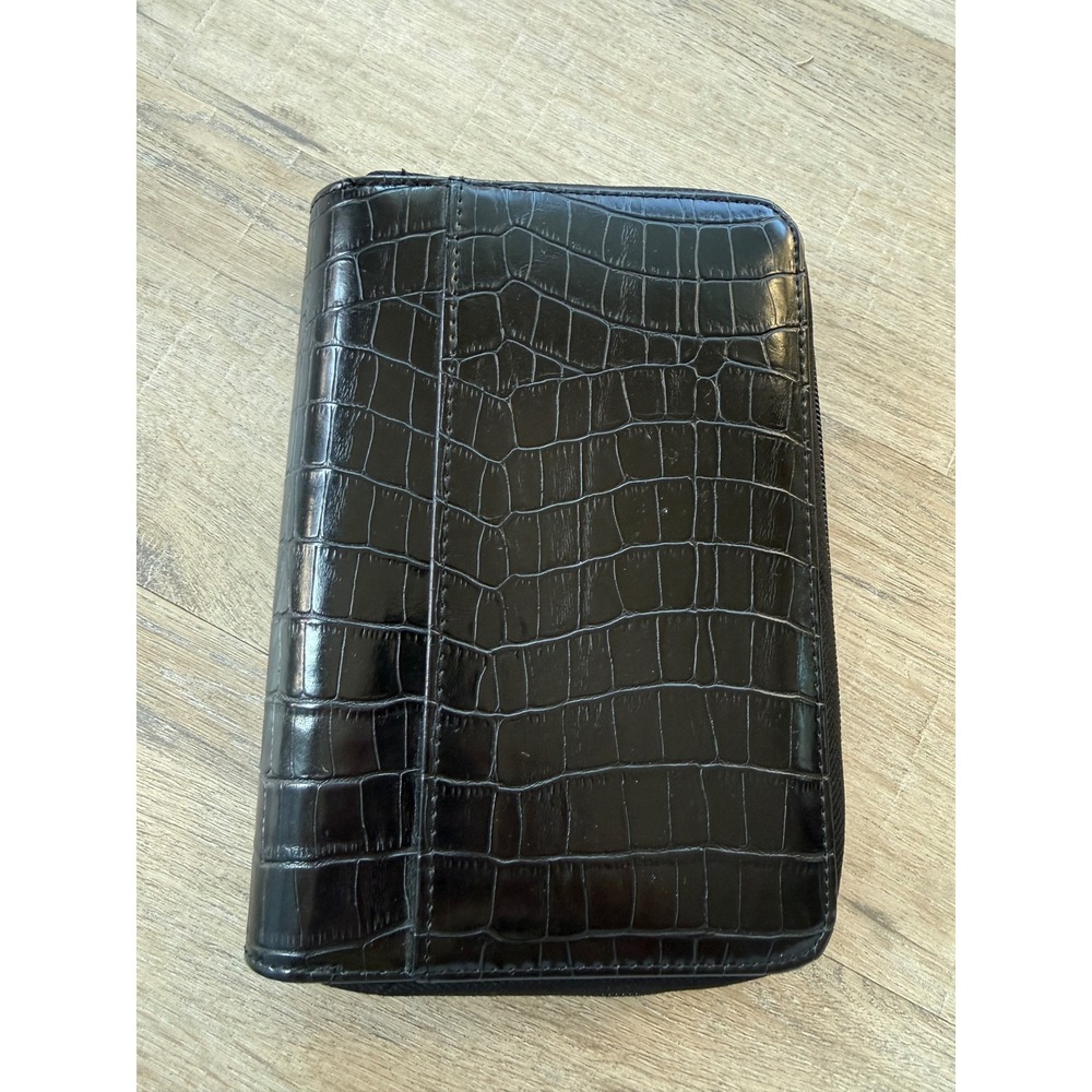 Mundi Mundex Black Faux Crocodile Zip Around Daily Planner Organizer Binder